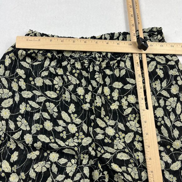 ZARA Wide Leg Pants Floral Elastic High Waisted Flowy Semi Sheer Pockets SMALL - Picture 9 of 13